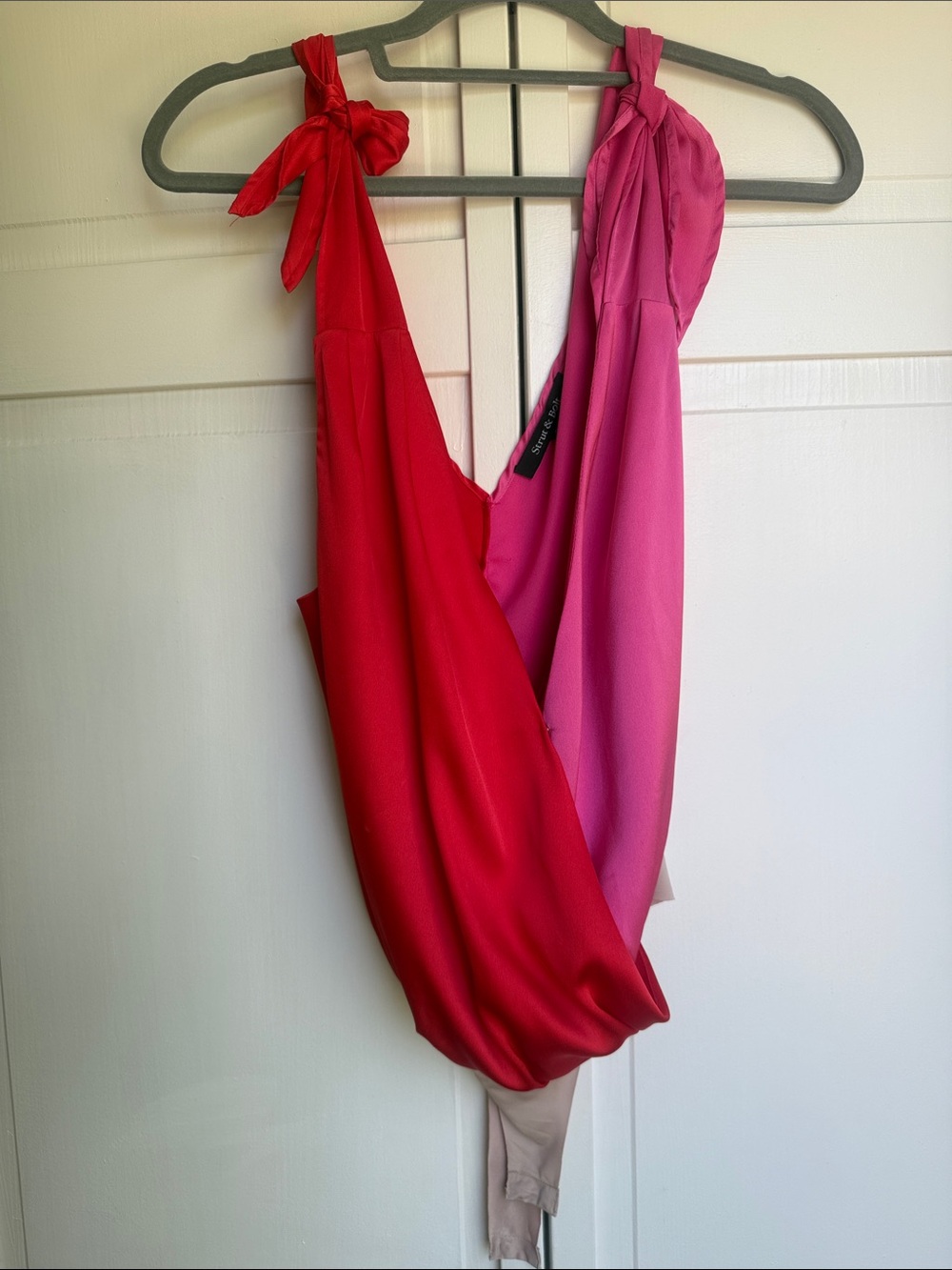 Strut & Bolt Red Pink Colorblock Bodysuit